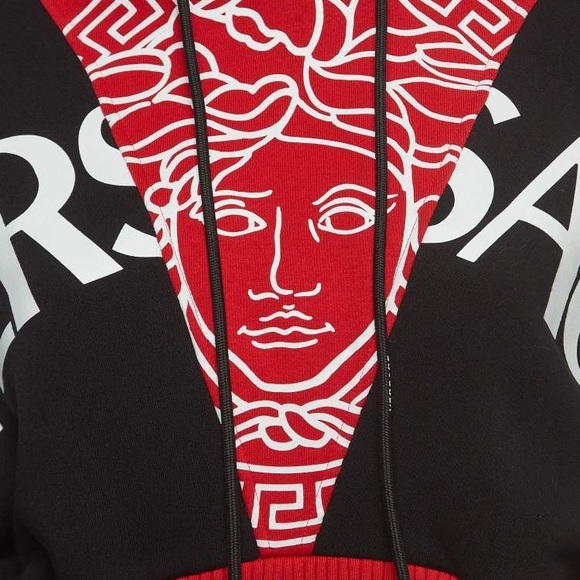 Versace Black, Red, and White Cropped Hoodie - Picture 7 of 13